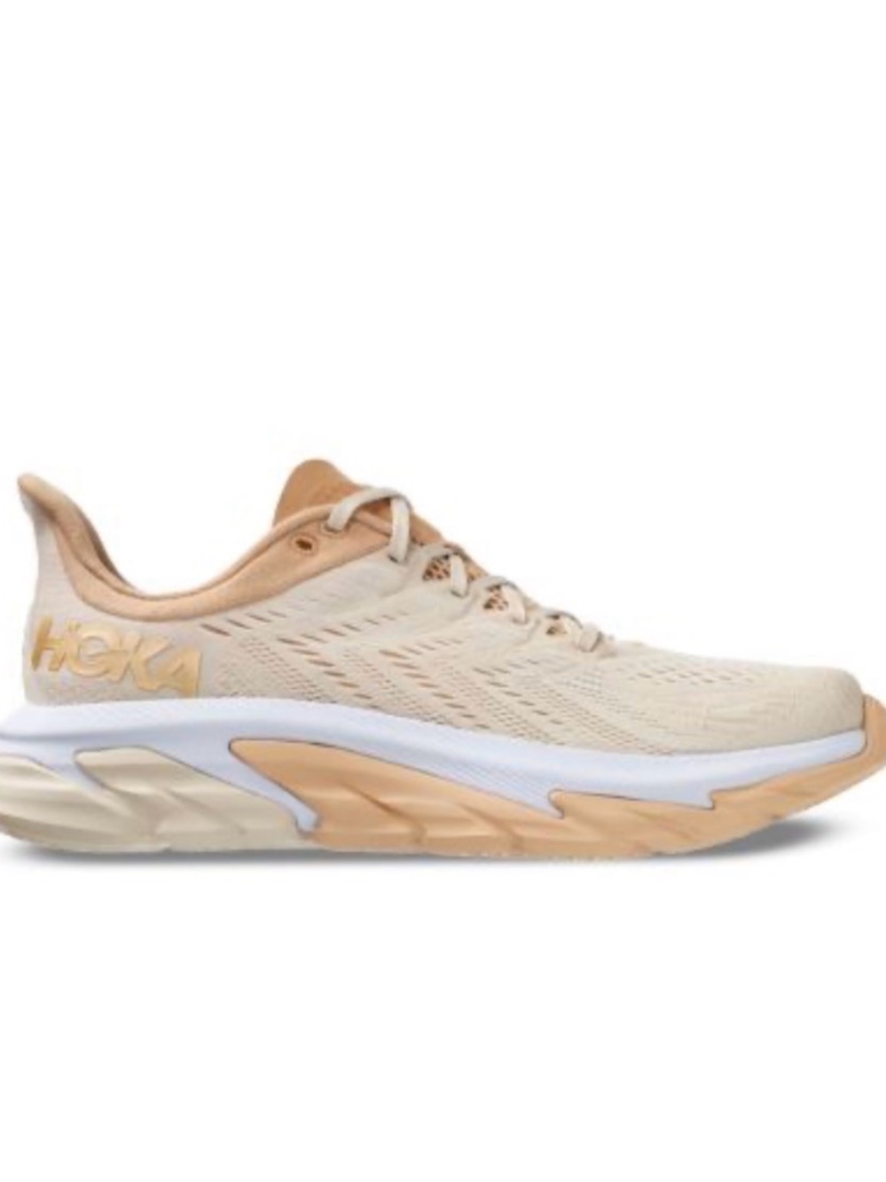 Hoka Women's Athletic Shoe in Beige and White